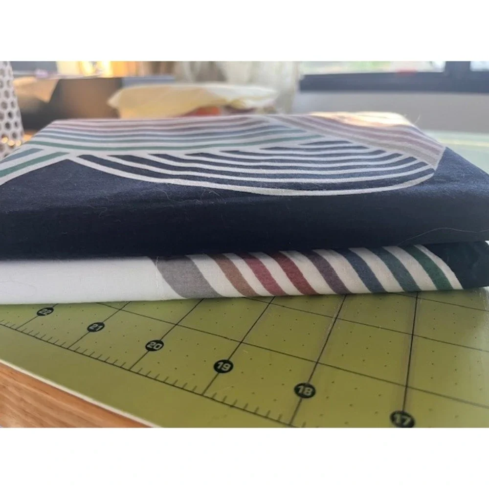 2 Vintage Standard Size pillowcases, New York Ribbon‎ Stripe, Wamsutta, navy